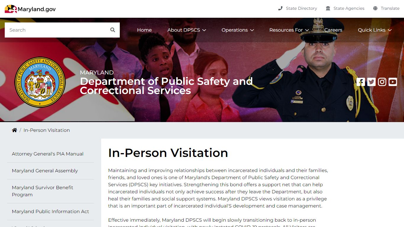 DPSCS - In-Person Visitation